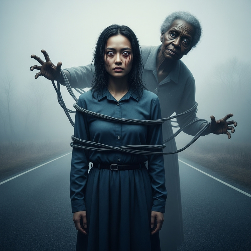 Haunted Road Encounter: Possessed Young Lady & Creepy Spectral Figure Haunted Road Encounter: Possessed Young Lady & Creepy Spectral Figure