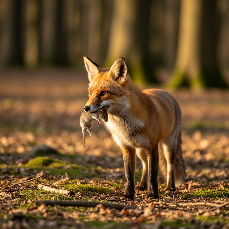 Fox Carrying Mouse - Nature's Survival Scene Fox Carrying Mouse - Nature's Survival Scene