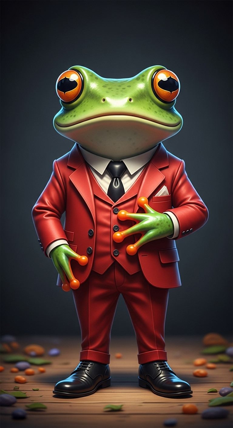 Elegant Red Suit Frog | Stylish Amphibian Image