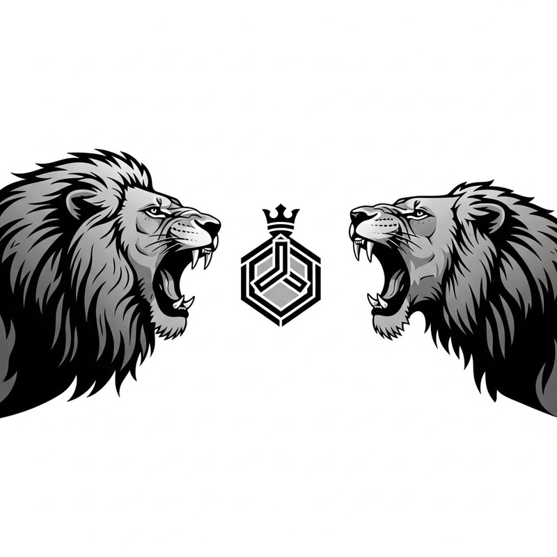 Sleek and Modern Design: Roaring Lions Symbolizing Unity