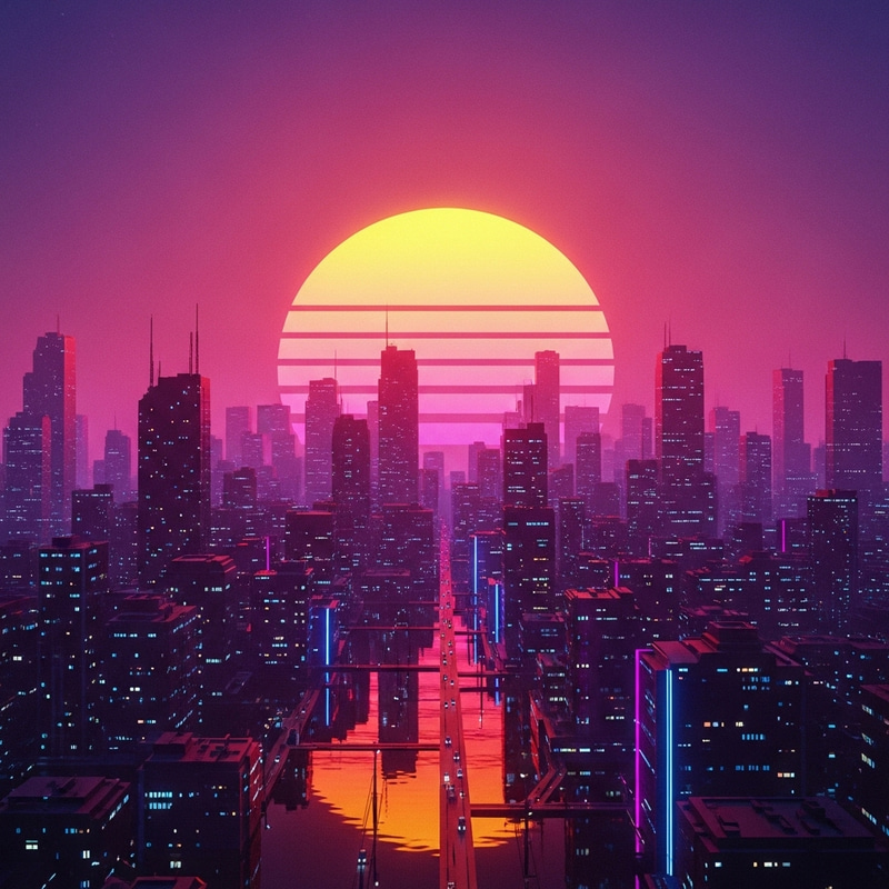 Cyberpunk Neon Cityscape | Vibrant Sunset Artworks Cyberpunk Neon Cityscape | Vibrant Sunset Artworks