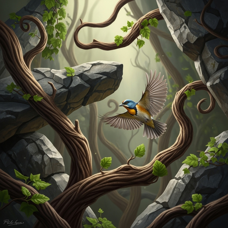 Flying Bird Overcoming Obstacles