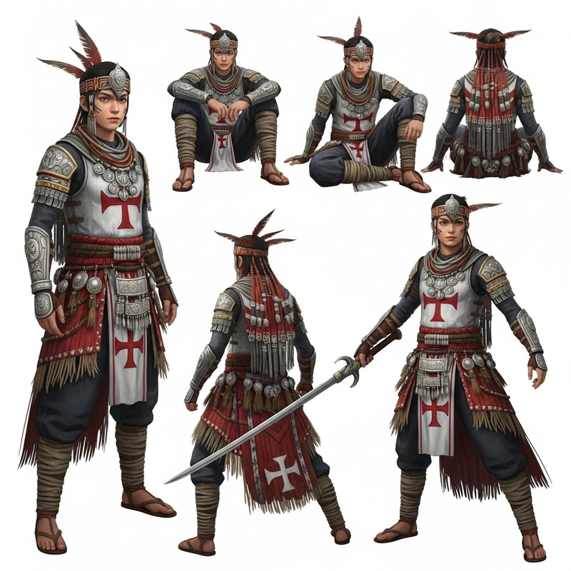 Templar Knights Warrior in Filipino Ancient Aesthetic with Extreme Textures - Character Sheet 64K Templar Knights Warrior in Filipino Ancient Aesthetic with Extreme Textures - Character Sheet 64K