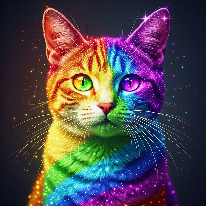 Glitter Rainbow Cat: A Sparkling Feline Beauty