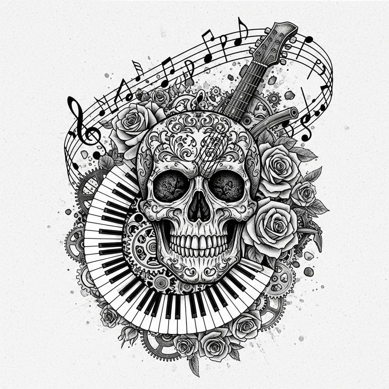 Musical Harmony: Skull, Gears & Roses Artwork Musical Harmony: Skull, Gears & Roses Artwork