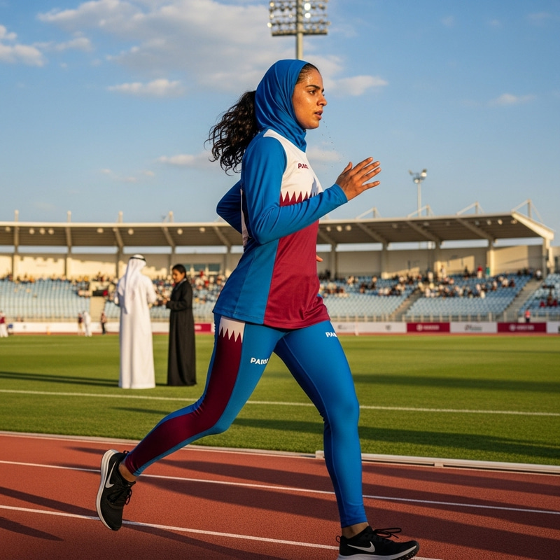 Qatari Female Athlete in Sportswear Qatari Female Athlete in Sportswear