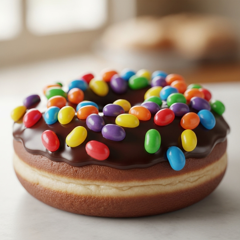 Decadent Chocolate Donut with Colorful Sprinkles Topping Decadent Chocolate Donut with Colorful Sprinkles Topping