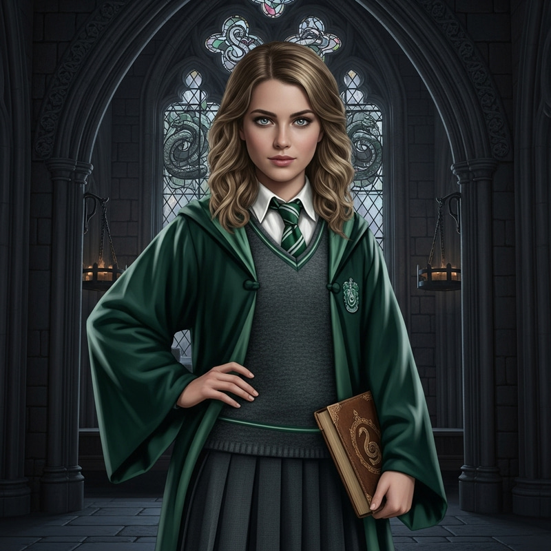 Blond Wavy Slytherin Girl with Grayish-Blue Eyes in Year 5 Blond Wavy Slytherin Girl with Grayish-Blue Eyes in Year 5