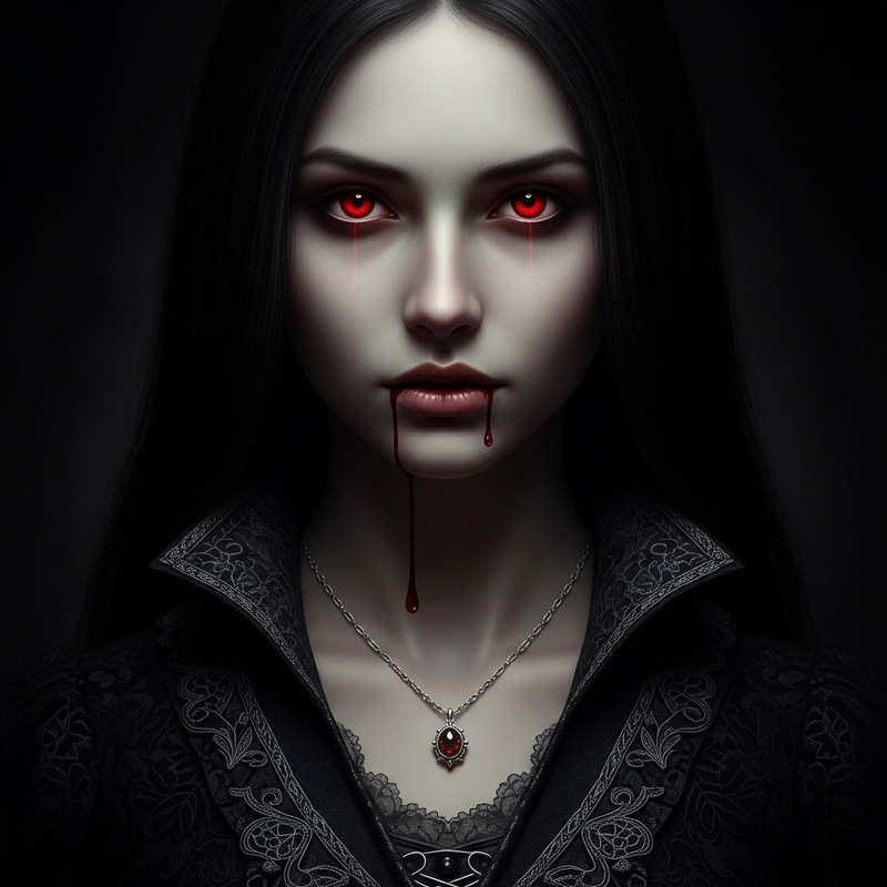 Creepy Girl with Eerie Red Eyes | Dark Background Creepy Girl with Eerie Red Eyes | Dark Background