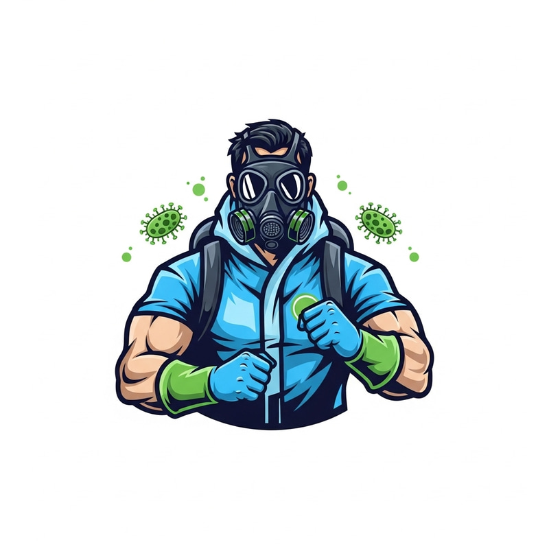 Muscular Disinfection Expert Logo | Protective & Clean Design Muscular Disinfection Expert Logo | Protective & Clean Design