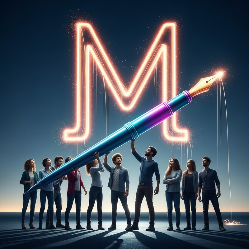 Futuristic Light Trails: A Dynamic 'M' in the Sky Futuristic Light Trails: A Dynamic 'M' in the Sky