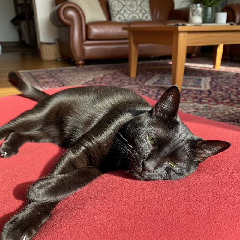 Adorable Domestic Short-Haired Cat Resting on Plush Cushion Adorable Domestic Short-Haired Cat Resting on Plush Cushion