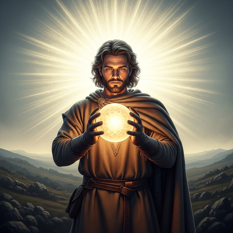 Marvel Jesus - Enigmatic Historical Figure with Glowing Orb Marvel Jesus - Enigmatic Historical Figure with Glowing Orb