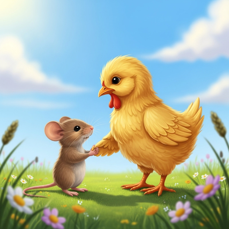 Mouse and Chicken Holding Hands | Nature Harmony