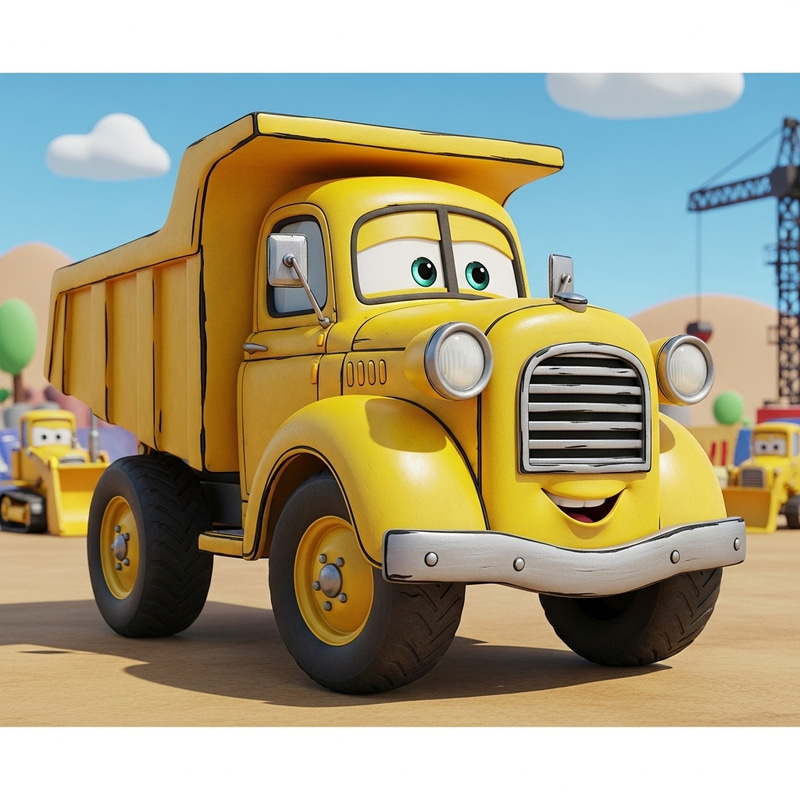 Charming Pixar-Style Dump Truck Design Charming Pixar-Style Dump Truck Design