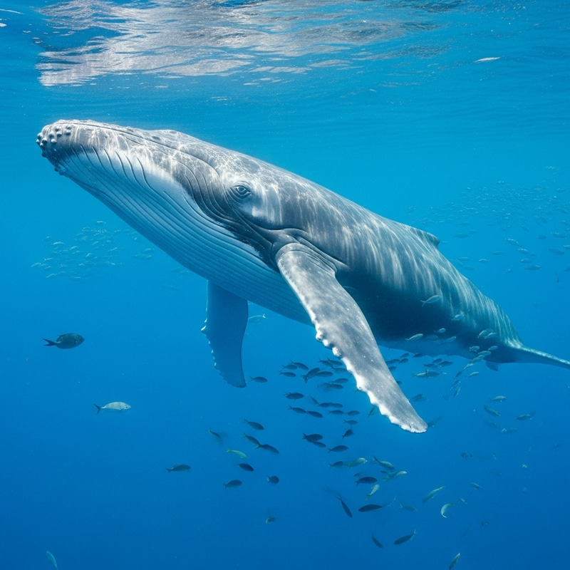 Majestic Blue Whale in Clear Ocean Depths