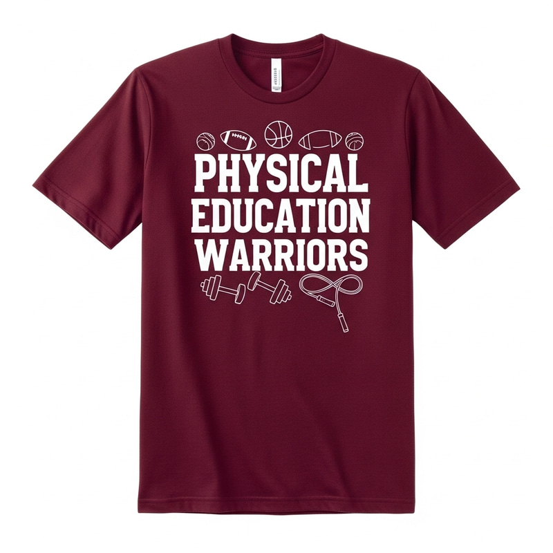 Maroon Physical Education Warriors T-Shirt | Sporty Soft Tee