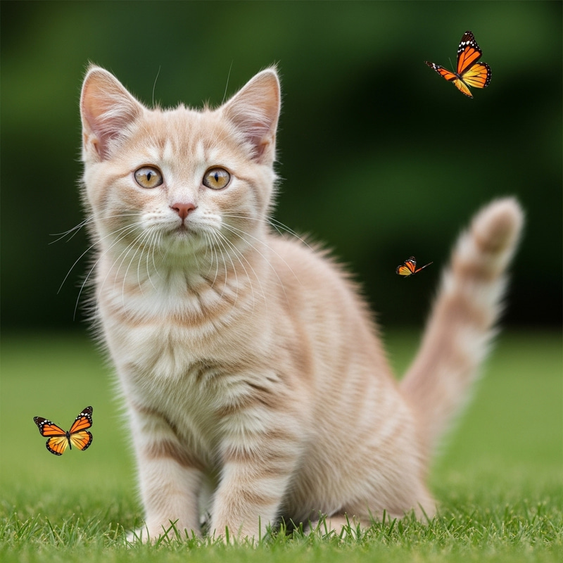 Charming Domestic Cat with Cute Vanilla Fur Charming Domestic Cat with Cute Vanilla Fur