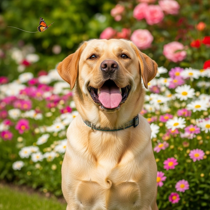 Vibrant Medium-Sized Labrador Retriever Basking in Sunlight
