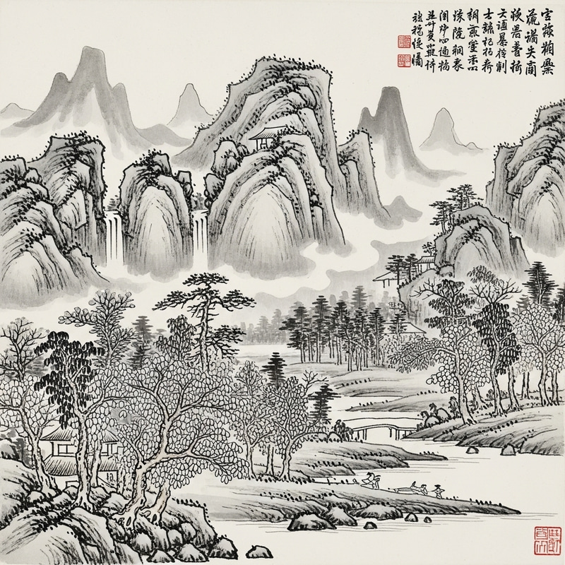 Traditional Chinese Landscape Painting: Ink Wash Style & Nature Beauty