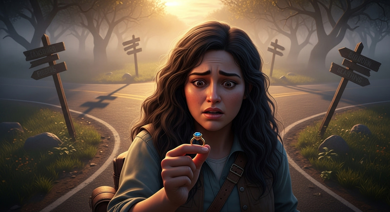 High Tension at Mysterious Crossroads - Hispanic Woman's Fearful Realization High Tension at Mysterious Crossroads - Hispanic Woman's Fearful Realization