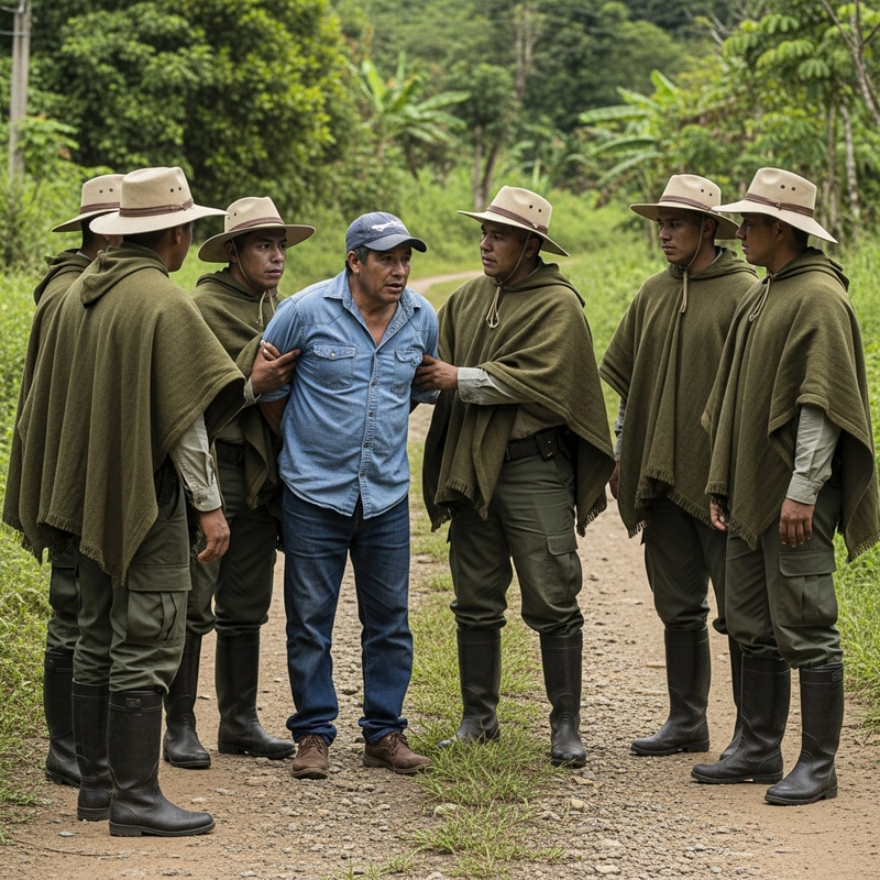 Peasant patrols detaining a civilian