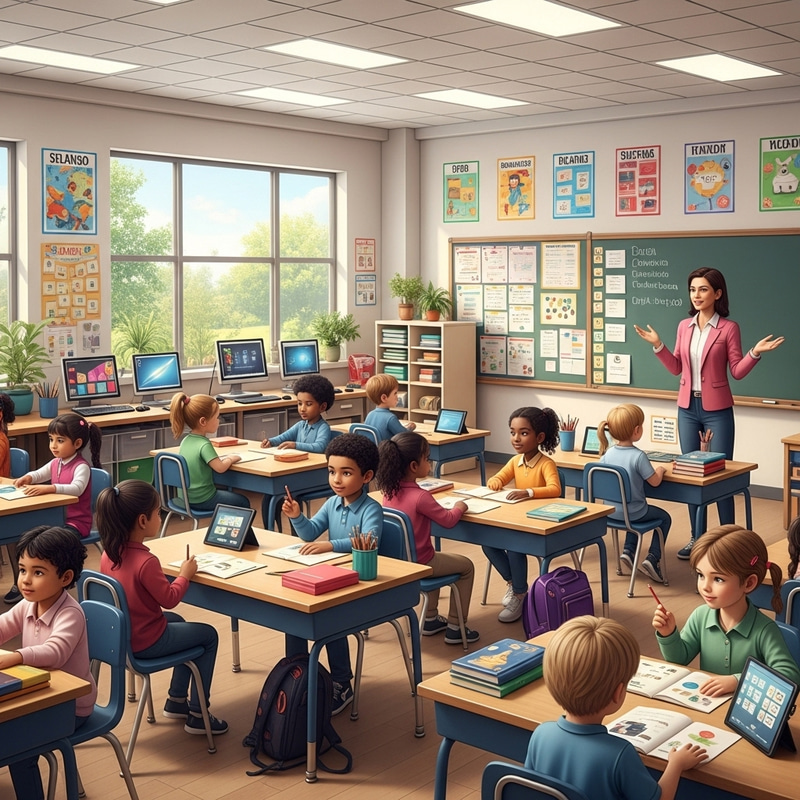 21st Century Elementary Classroom with Diverse Students & Green Design 21st Century Elementary Classroom with Diverse Students & Green Design