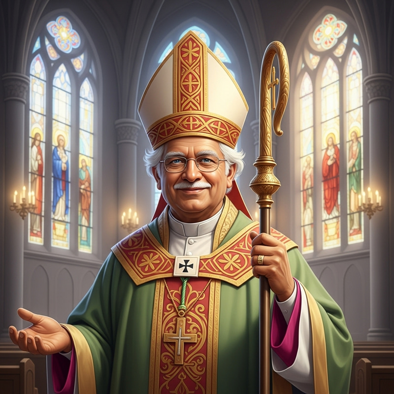South Asian Bishop in Traditional Attire | Serene Cathedral Presence South Asian Bishop in Traditional Attire | Serene Cathedral Presence