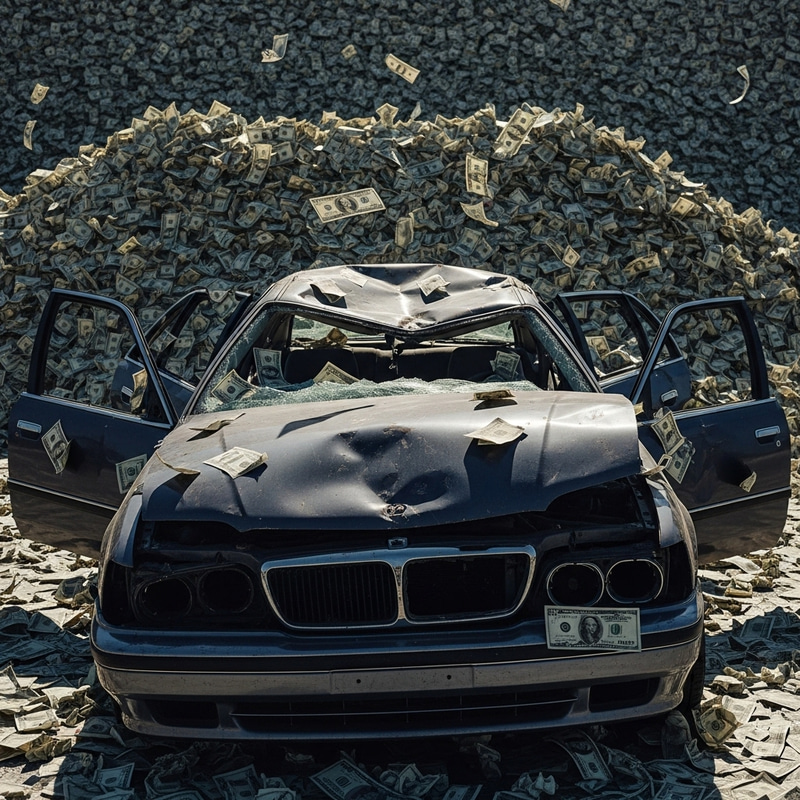 Crashed Car with Cash Background | Financial Restoration Specialists Crashed Car with Cash Background | Financial Restoration Specialists
