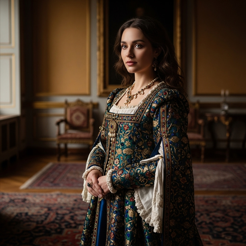 Elegant European-Persian Noblewoman in Regally Decorated Room Elegant European-Persian Noblewoman in Regally Decorated Room