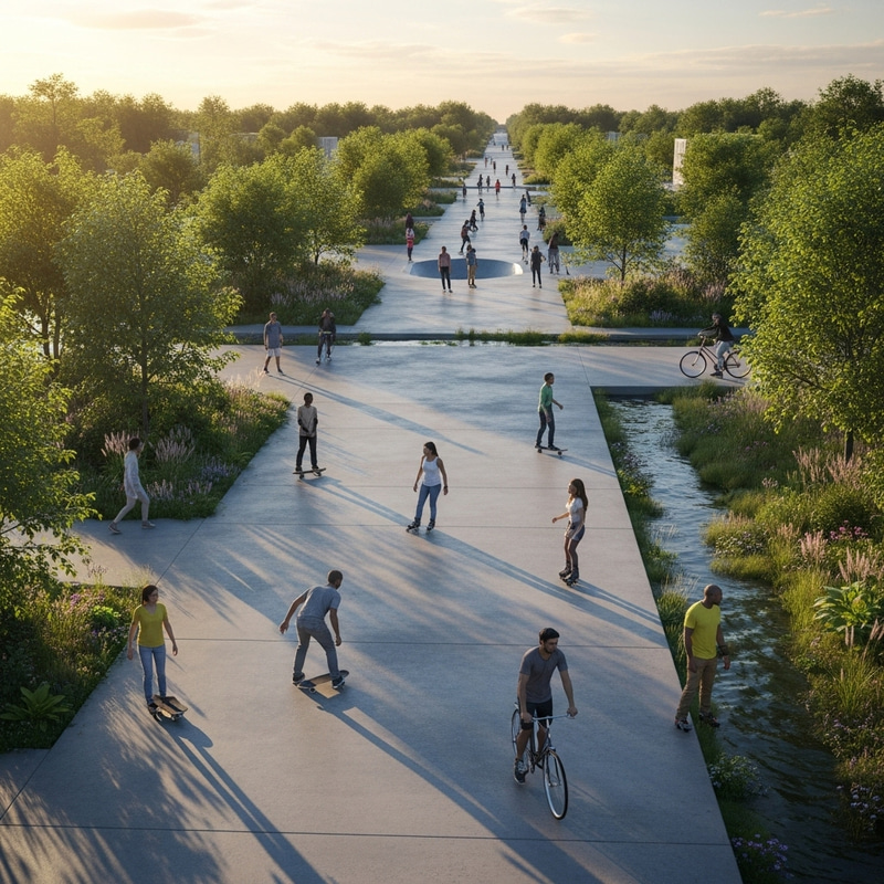 Smooth Concrete Paradise: Urban Oasis Smooth Concrete Paradise: Urban Oasis