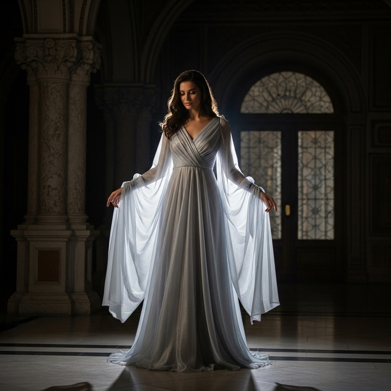 Elegant Woman in Translucent Robe Elegant Woman in Translucent Robe