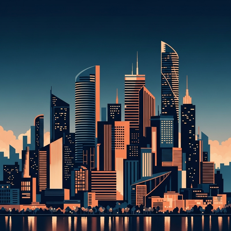 Abstract Cityscape: A Symphony of Form and Color Abstract Cityscape: A Symphony of Form and Color