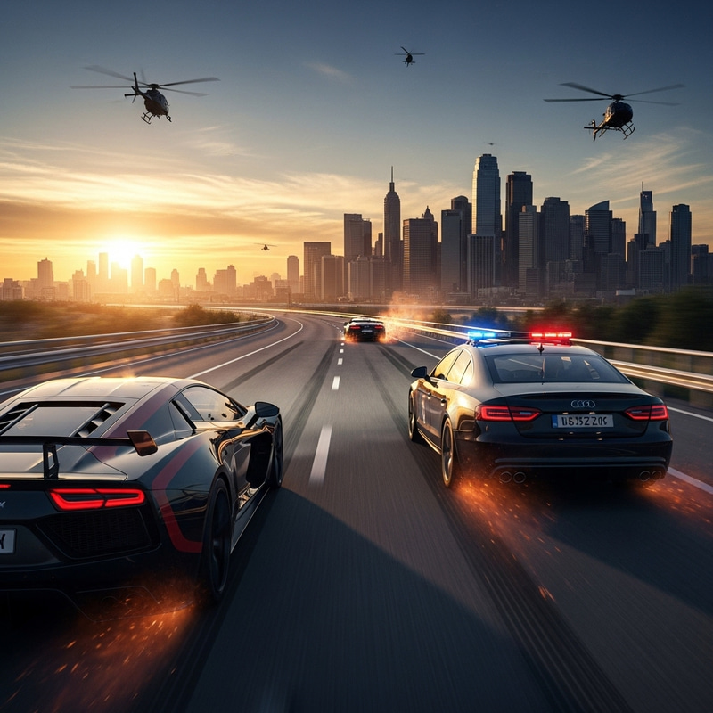 Fast and Furious Car Chase at Dusk | Thrilling Action Scene Fast and Furious Car Chase at Dusk | Thrilling Action Scene