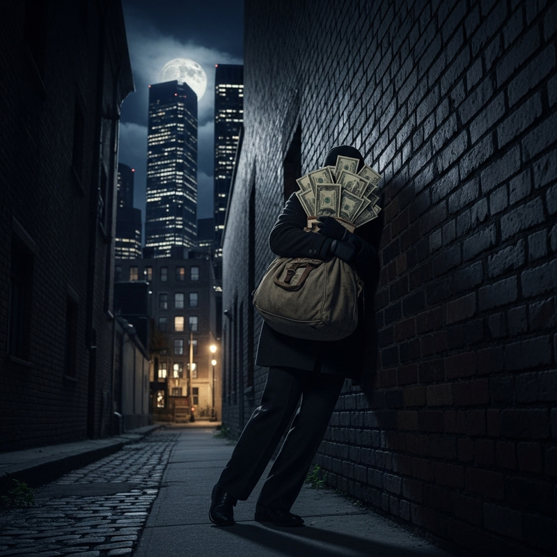 Hiding with a Bag of Money in a New York Alley