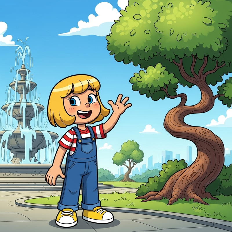 Playful Cartoon Character in City Park | Bili小北19987