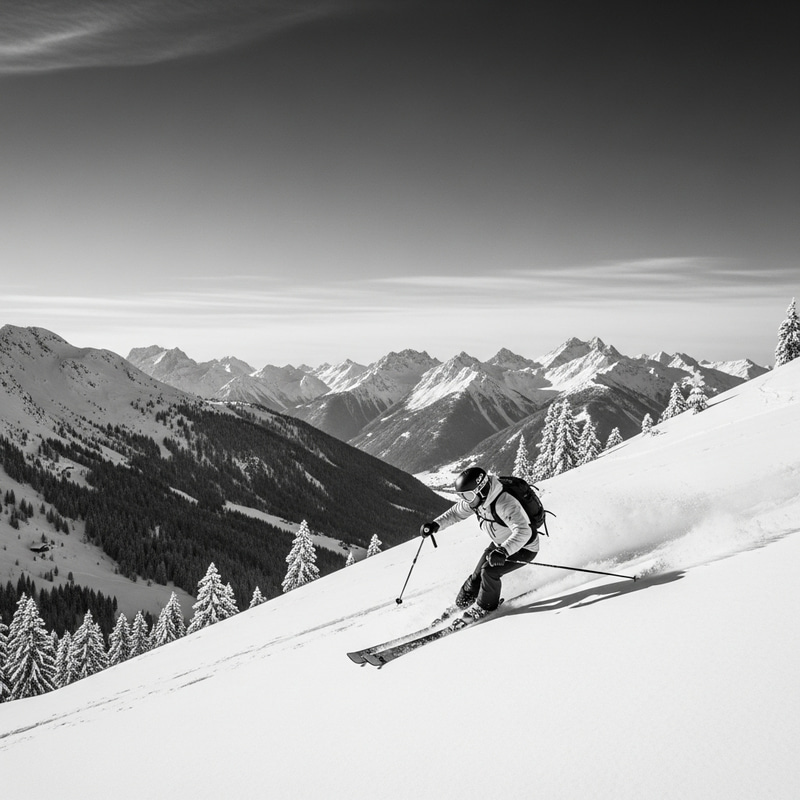 Thrilling Winter Moment: Skier Gliding Through Snow | Action Sports Photography
