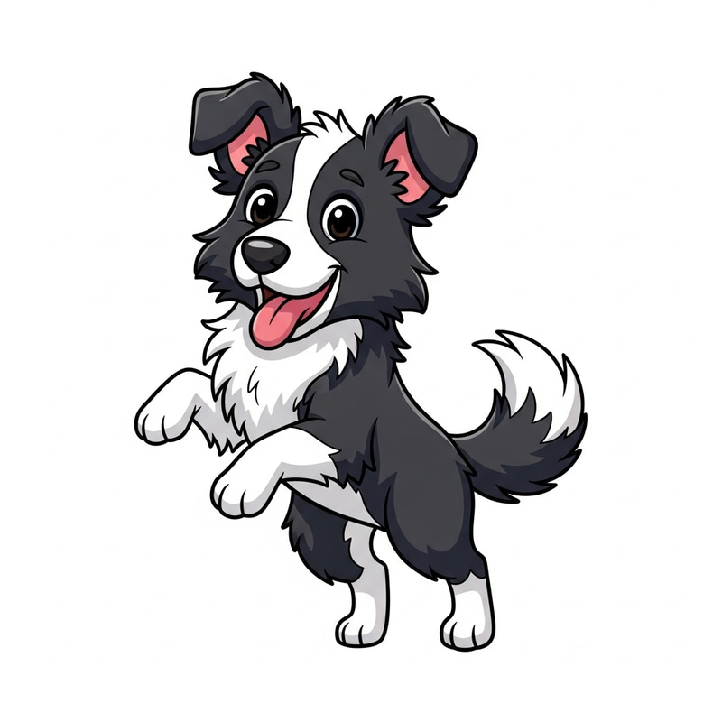 Cute Cartoon Border Collie Playing Design Cute Cartoon Border Collie Playing Design