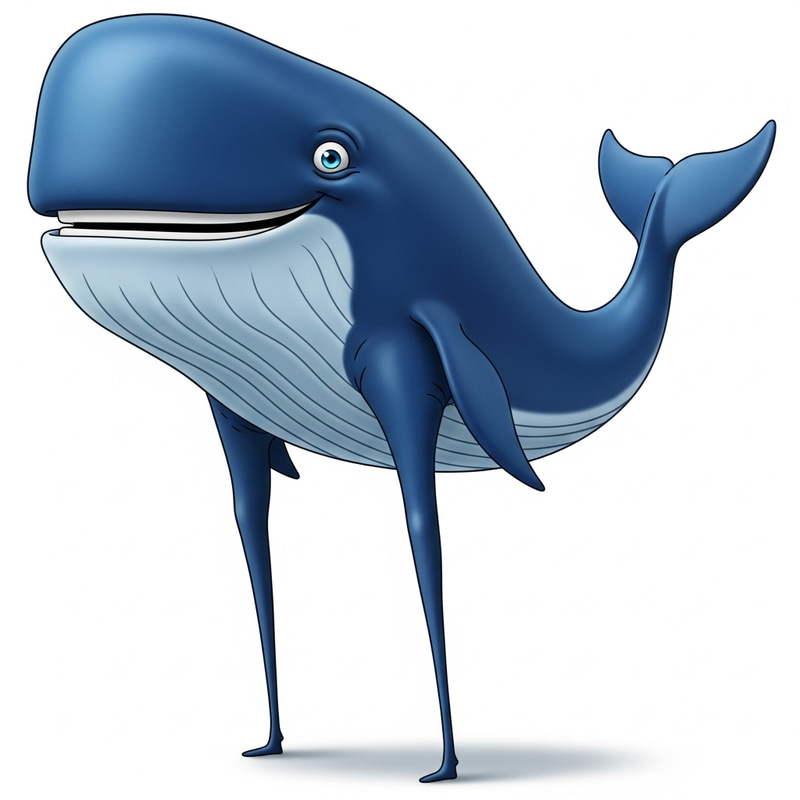 Funny Cartoon Whale with Long Legs Funny Cartoon Whale with Long Legs
