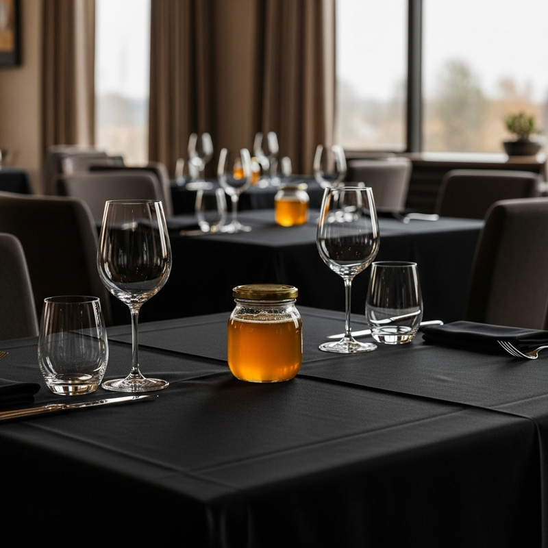 Exquisite Golden Honey on Elegant Black Table
