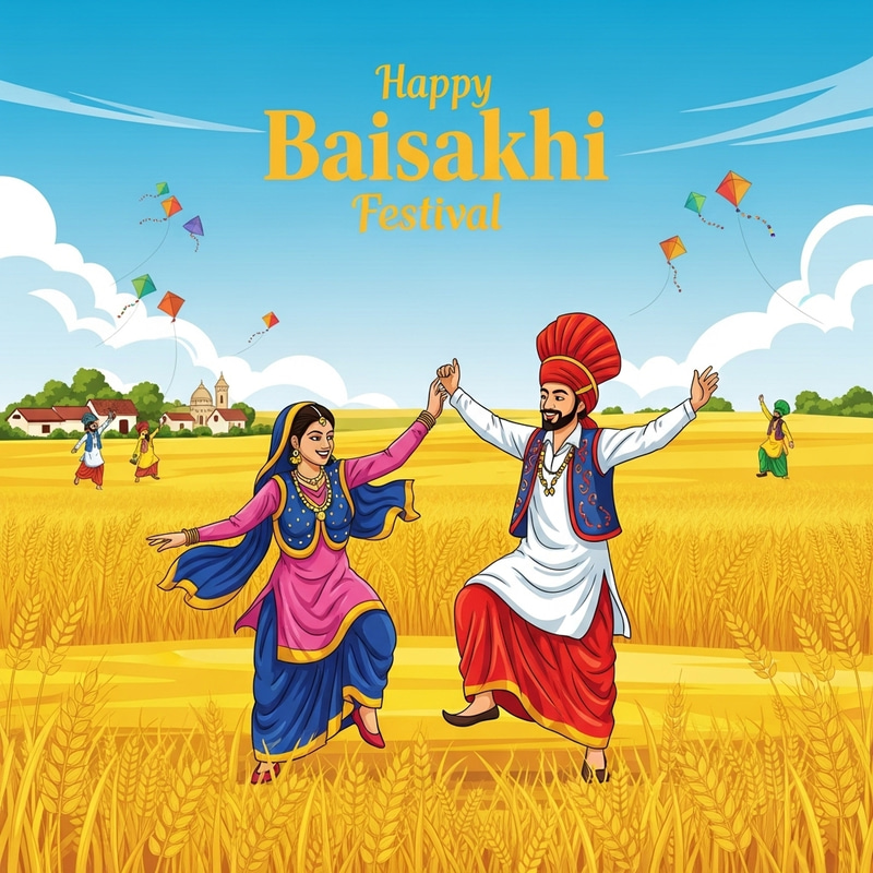 Celebrate Baisakhi Festival in Northern India | Harvest Season Illustrated