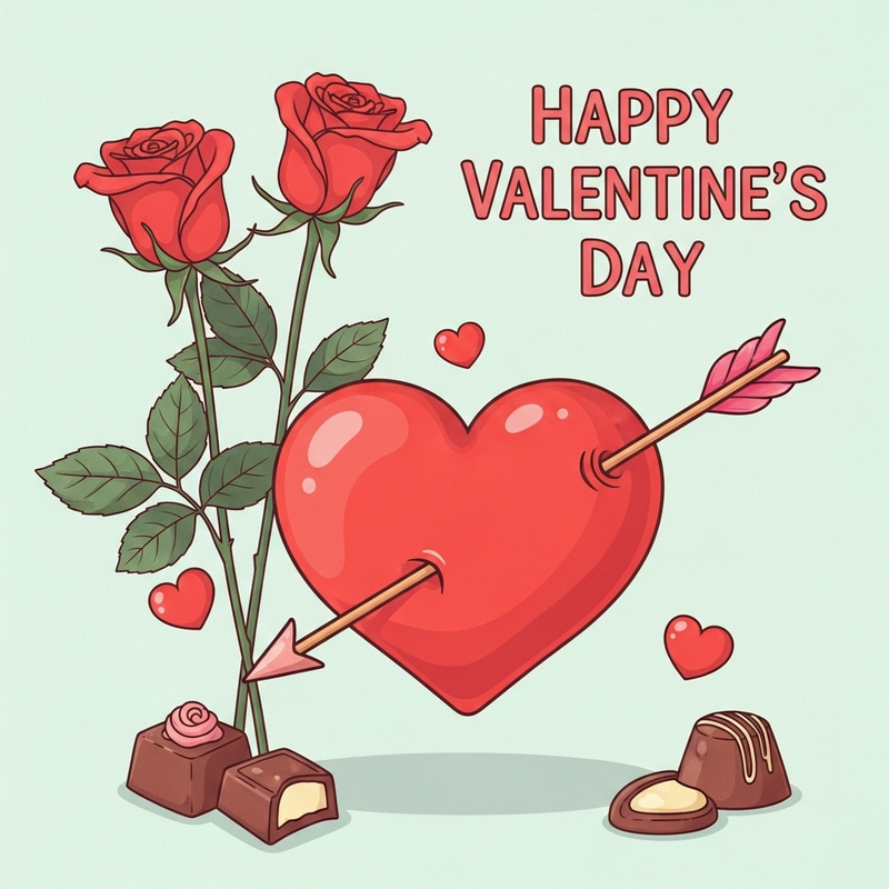 Valentine's Day Clipart: Heart, Chocolates & Roses Design Valentine's Day Clipart: Heart, Chocolates & Roses Design