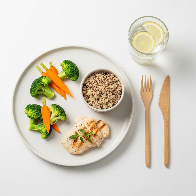 Minimalist Balanced Meal Plan: Clean Plate with Lean Proteins & Steamed Veggies