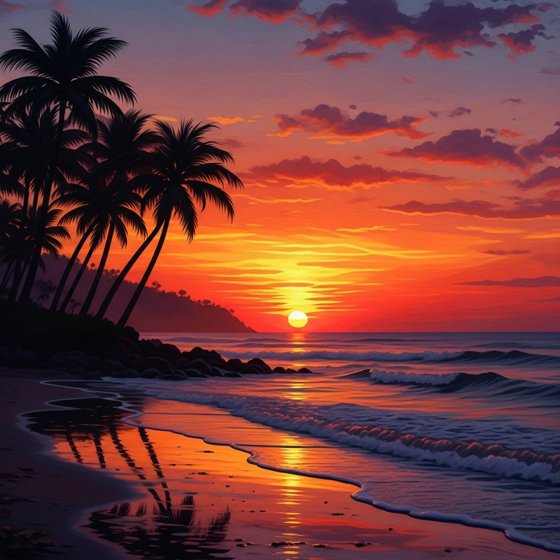 Vibrant Sunset on the Beach | Impressionistic Art Vibrant Sunset on the Beach | Impressionistic Art