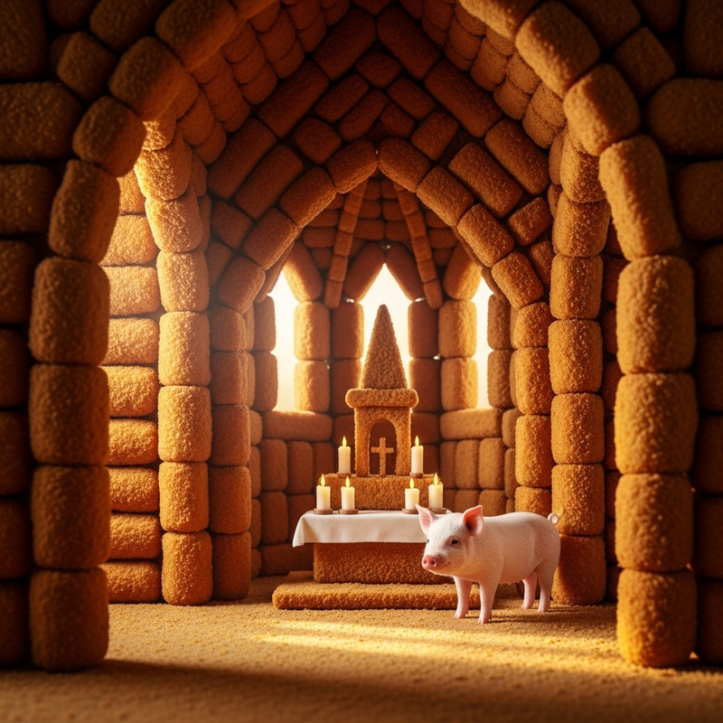 Pig in Croquette Church Scene