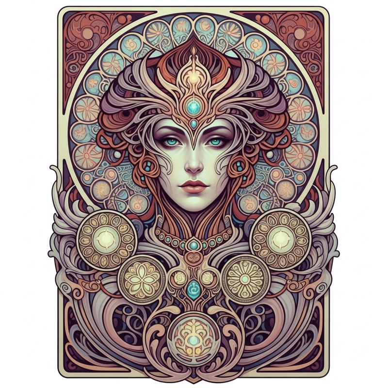 Art Nouveau Magical Portrait Creation with Mystical Touch Art Nouveau Magical Portrait Creation with Mystical Touch