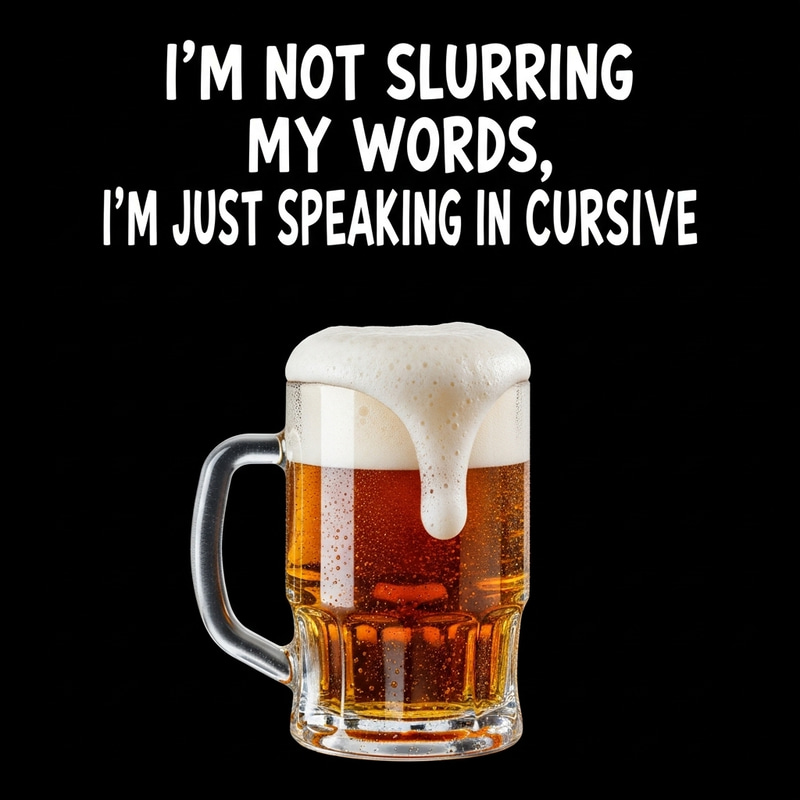 Funny Image with White Text on Black Background, Beer Theme Funny Image with White Text on Black Background, Beer Theme