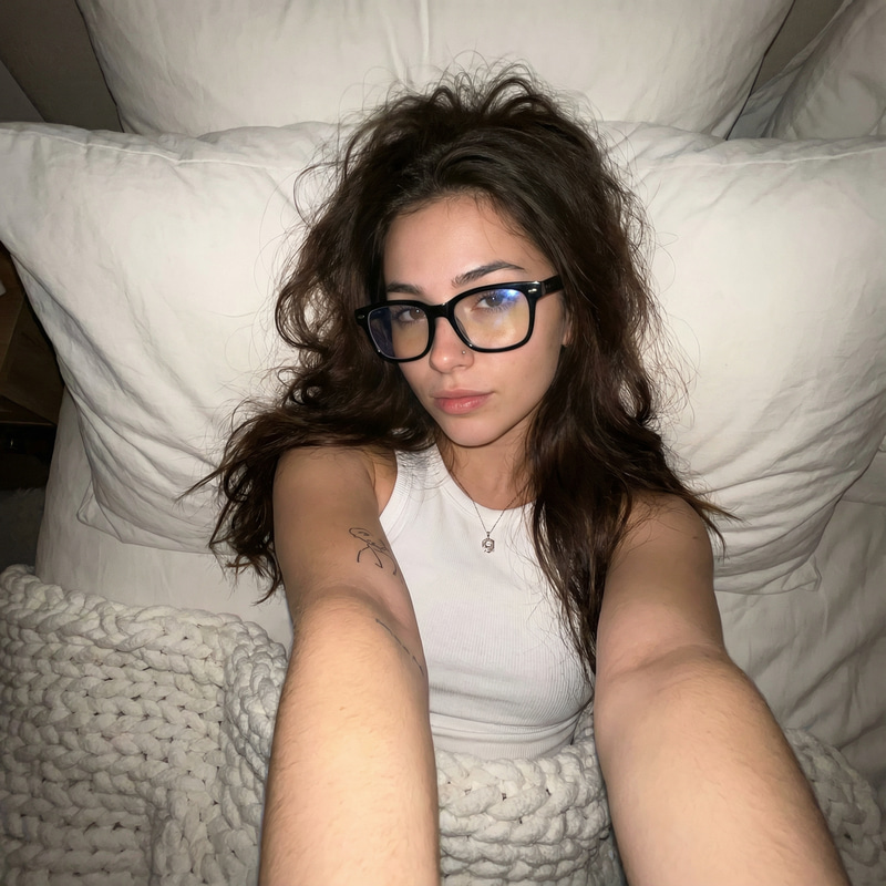 Cozy Casual Loungewear: Young Woman's Intimate Selfie