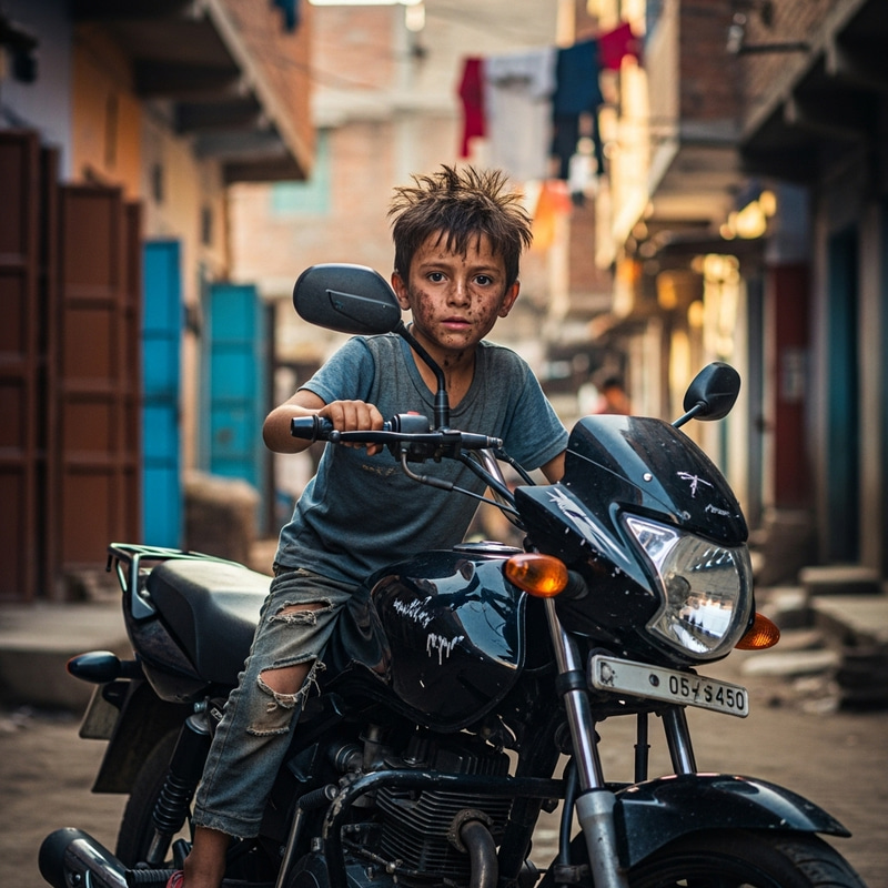 Street Child with Black Motorcycle - Anak Jalanan Motor Hitam Street Child with Black Motorcycle - Anak Jalanan Motor Hitam