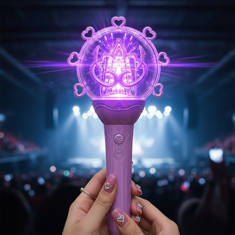 Charming Purple & Pink K-Pop Lightstick with Hearts